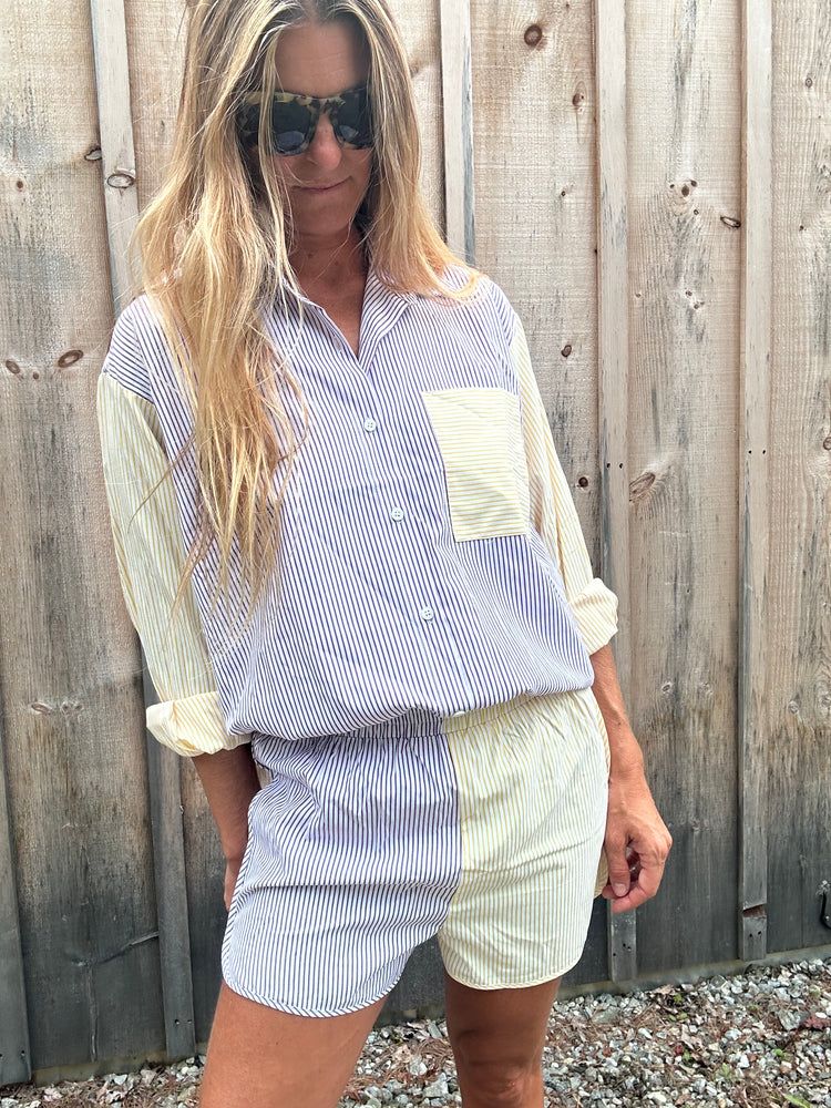 Pipelines striped button up shirt