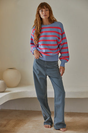 
            
                Load image into Gallery viewer, Davis Striped Sweater-Denim
            
        