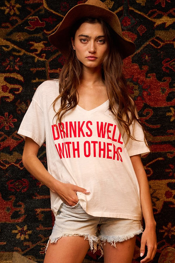 Drinks Well With Others v-neck tee