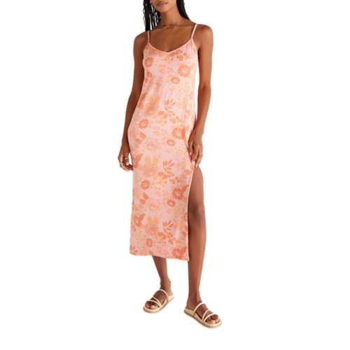 ZSUPPLY Cora Floral Midi dress-Sunkist Coral