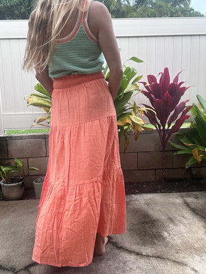 
            
                Load image into Gallery viewer, Coconut Grove crinkle gauze maxi skirt
            
        