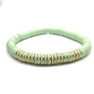 
            
                Load image into Gallery viewer, Gold Stripe Heishi Stretch Bracelet
            
        