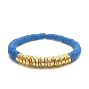 
            
                Load image into Gallery viewer, Heishi Gold Bar Stretch Bracelet
            
        