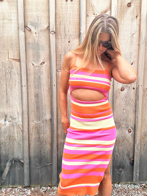 
            
                Load image into Gallery viewer, Maggie striped midi dress
            
        