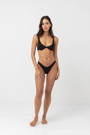 
            
                Load image into Gallery viewer, RHYTHM Isla Rib Eco Hi Cut bikini bottom-Black
            
        