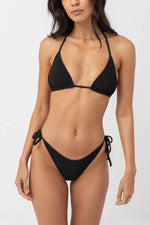 RHYTHM Isla Rib Eco Slide Tri bikini top-Black