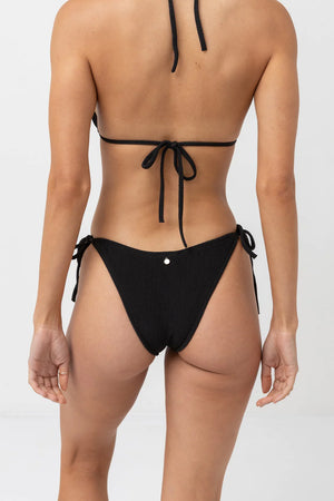 
            
                Load image into Gallery viewer, RHYTHM Isla Rib Eco Tie Side Hi Cut bikini bottom-Black
            
        
