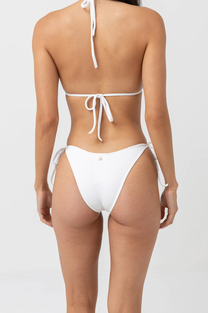 RHYTHM Isla Rib Eco Tie Side Hi Cut bikini bottom-White