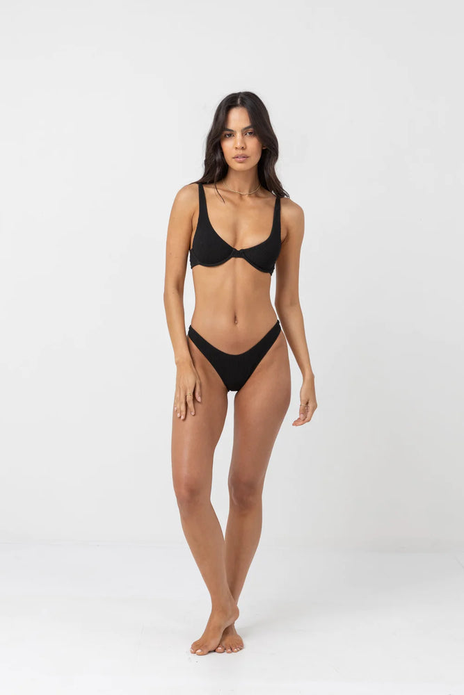 RHYTHM Isla RIb Eco Underwire bikini top-Black