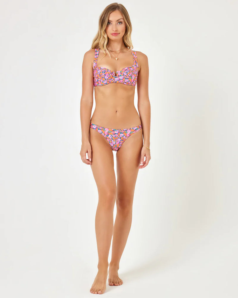 LSPACE Positively Poppies Camellia bikini top