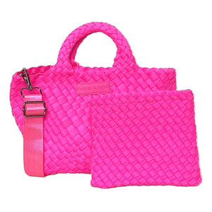 PARKER & HYDE Neon Pink Mini Woven tote bag