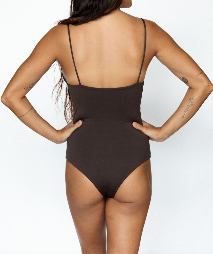 MAI Mod bodysuit one piece swimsuit-Espresso