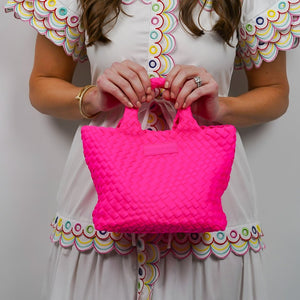 PARKER & HYDE Neon Pink Mini Woven tote bag