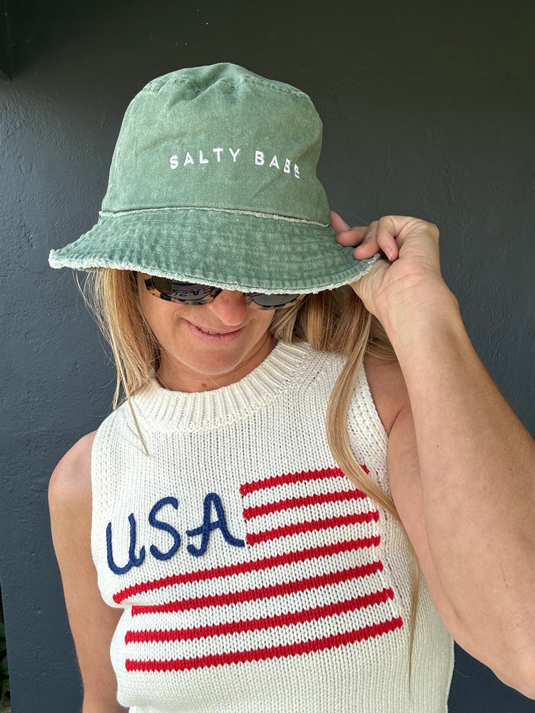 Salty Babe Distressed Bucket Hat