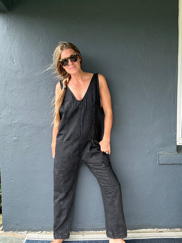 
            
                Load image into Gallery viewer, FREE PEOPLE High Roller jumpsuit-Mineral Black
            
        