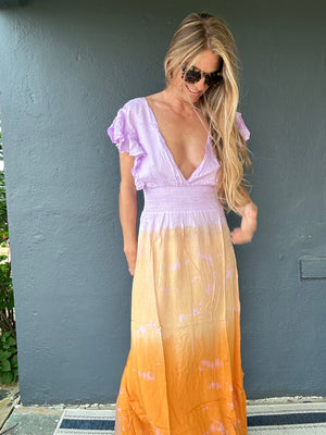 
            
                Load image into Gallery viewer, TIARE HAWAII Dahlia Maxi Dress-Violet Rust Ombre
            
        