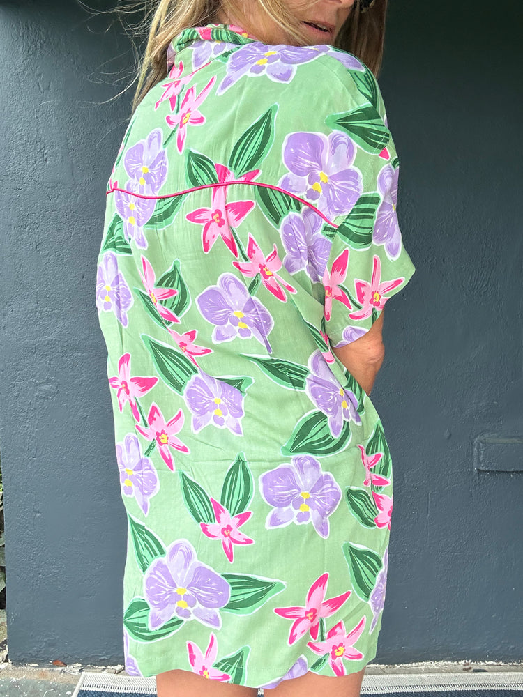 BENOA Aloha Shirt Dress- Garden Isle
