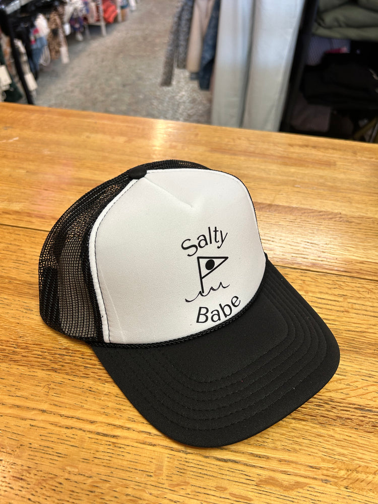 Salty Babe Black Ball Trucker hat