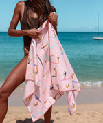 TAG ALOHA Beach Towel- Queens of Waikiki pink
