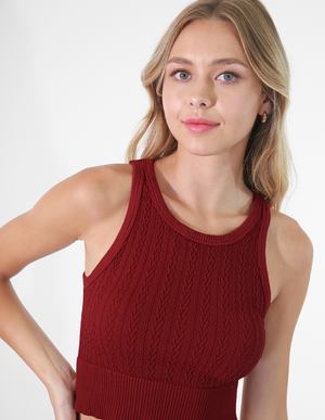 
            
                Load image into Gallery viewer, Cable Knit Highneck Crop Top
            
        