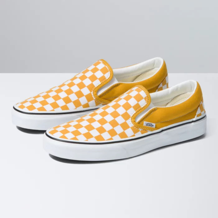 Mustard yellow checkered vans #inlove  Vans classic slip on sneaker, Cute  shoes, Mustard vans