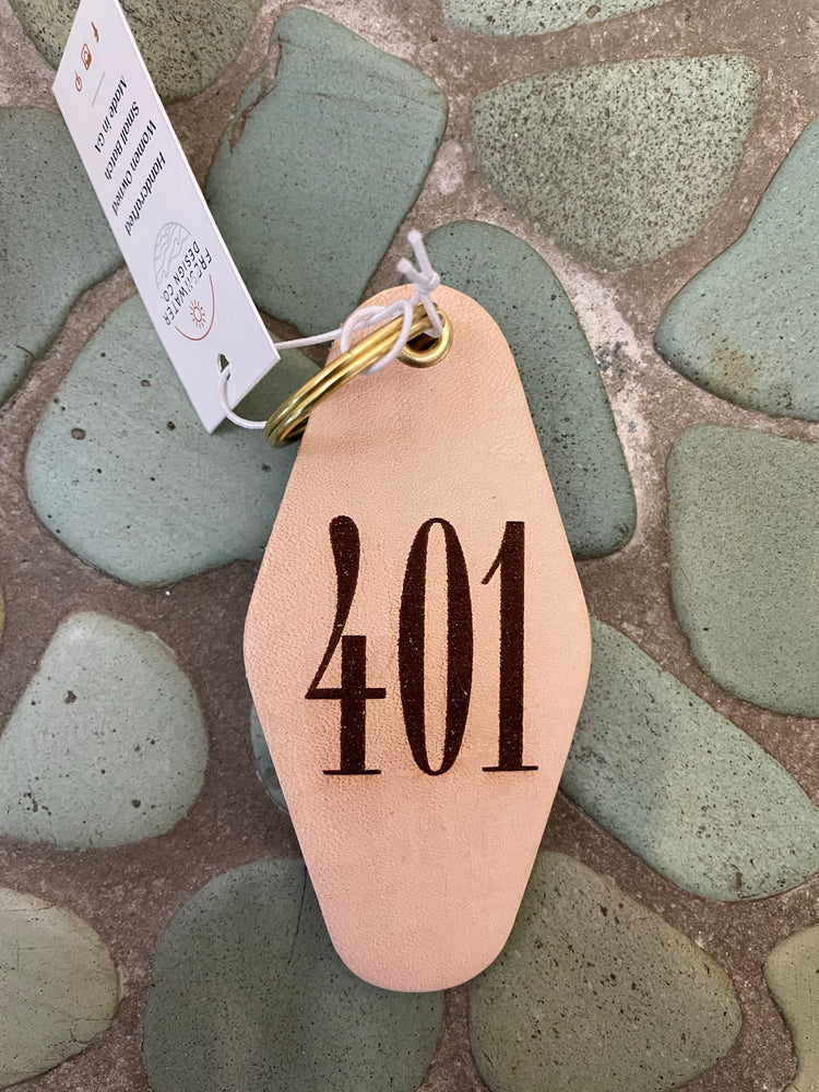 401 Leather Hotel Keychain